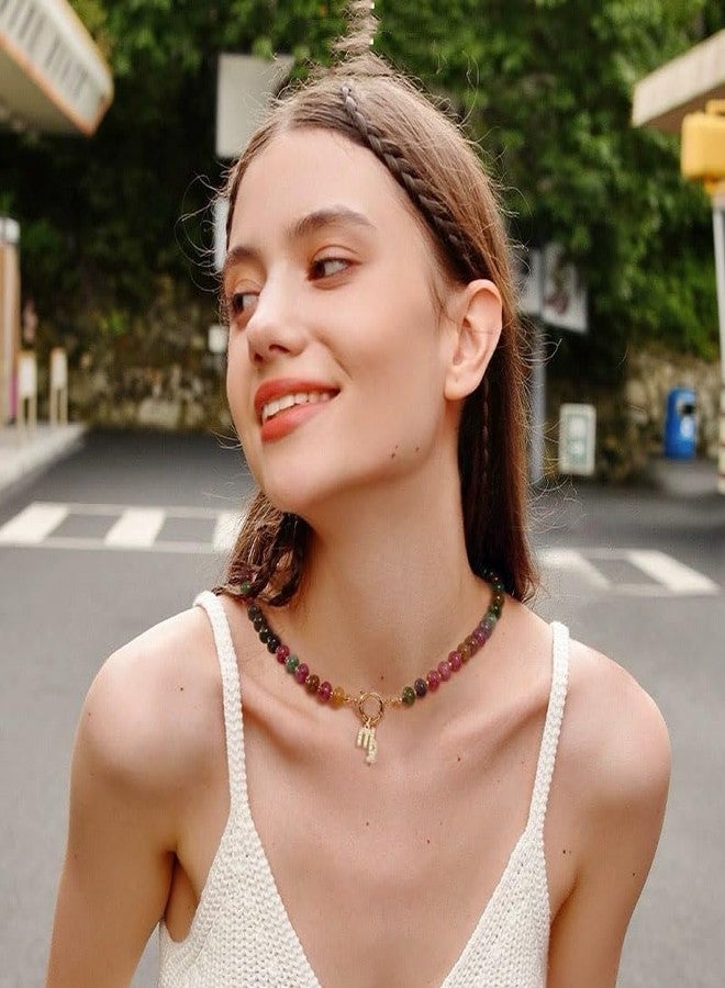tanguan Beaded Necklaces for Women,Colorful Beaded Gemstone Choker 18K Gold Zodiac Pendant Necklace Natural Stone Surfer Beach Handmade Jewelry Gift (Gemini) - Image 5